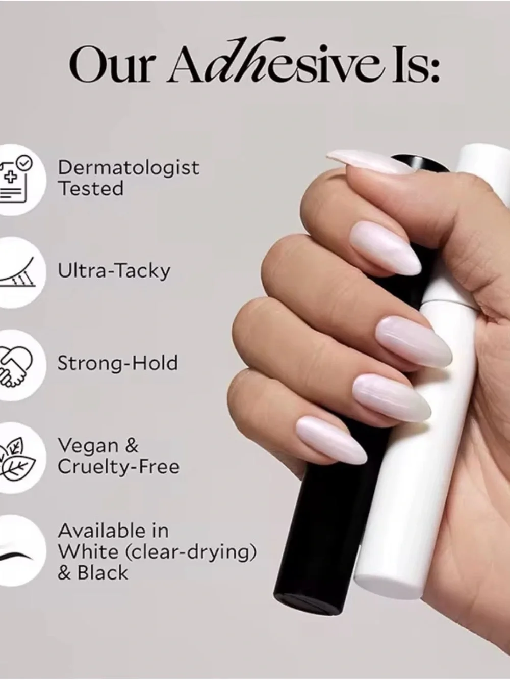 White False Eyelash Glue with Rose Gold Cap - Strong Clear Hold